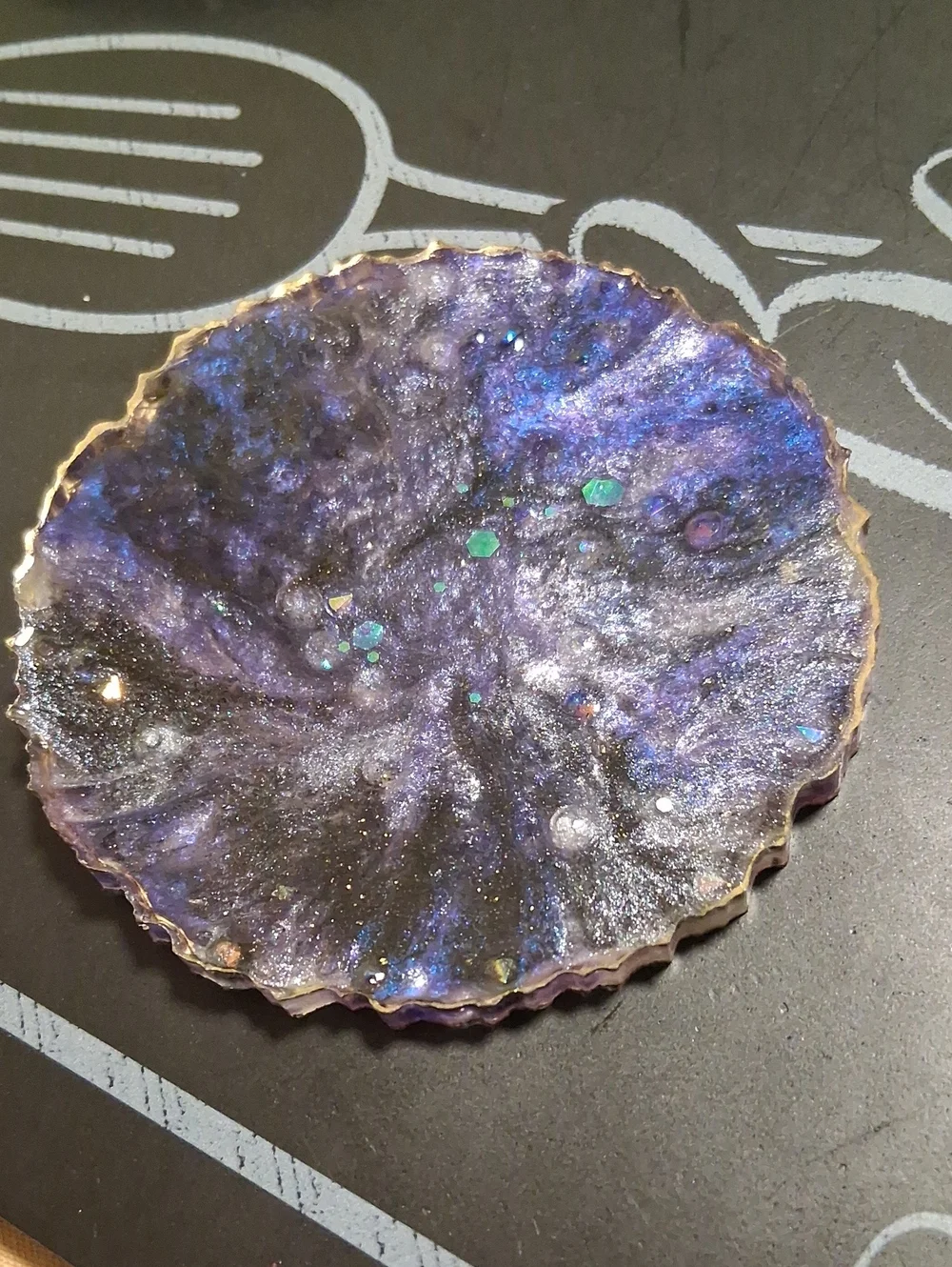 Handmade Galaxy Coaster Set - Purple & Navy Blue